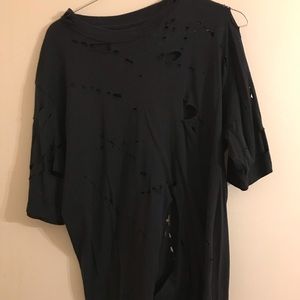 A Custom distress black tee.